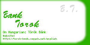 bank torok business card