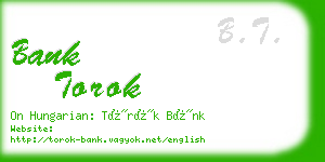 bank torok business card